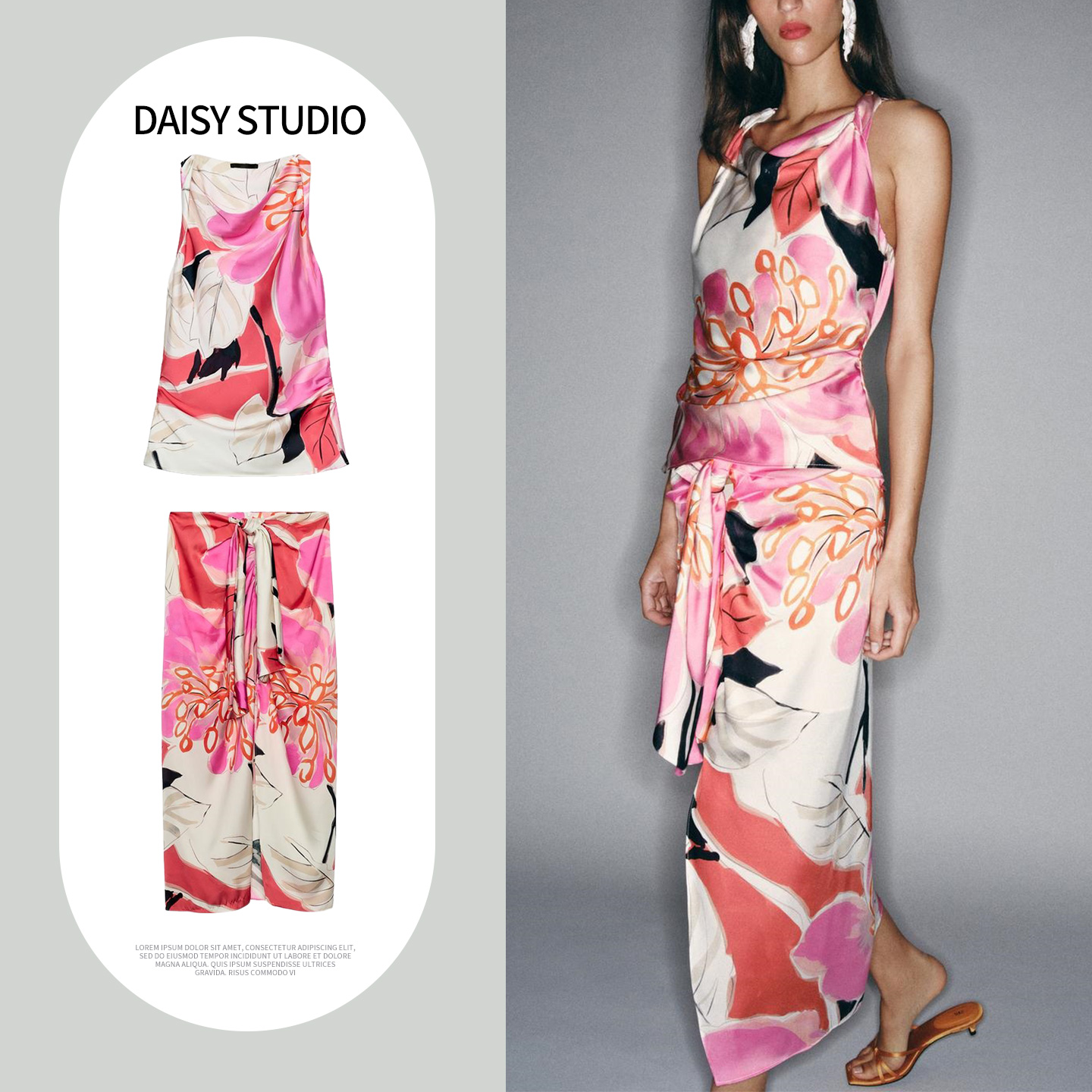 Midi Skirt Floral - High Waist Midi Skirt round Neck