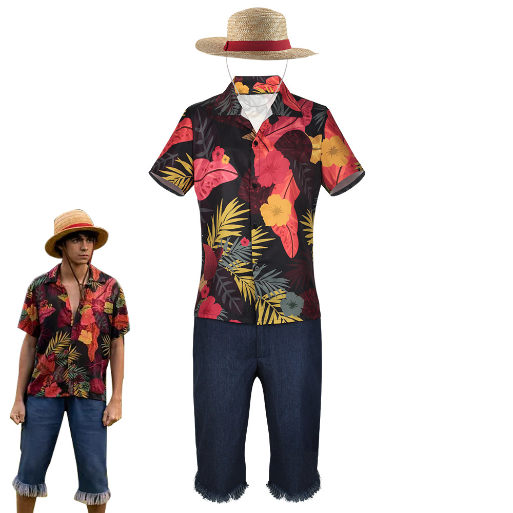 Men's Tropical Floral Shirt &  - Shorts Denim Frayed review and price