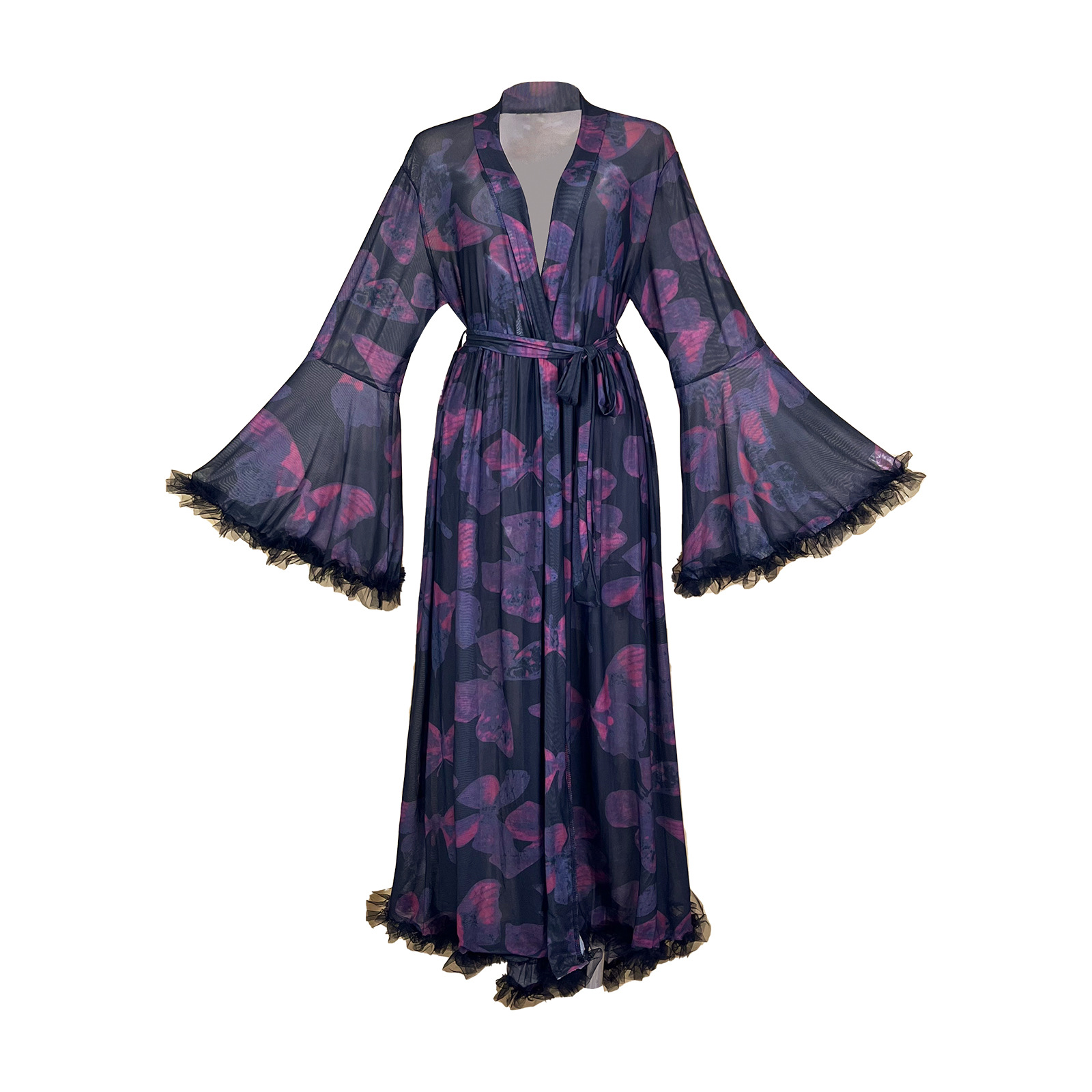 Summer Sheer Printed Mesh Robe - Kimono Sheer Floral review and price