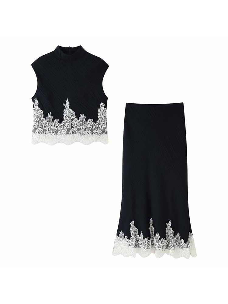 Women White Lace Patchwork Ele - Midi Skirt Floral review and price