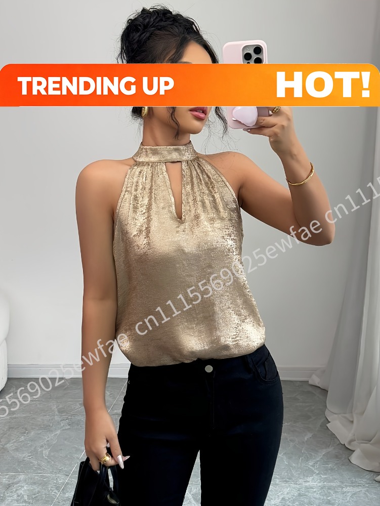Champagne Golden Shiny Glossy  - Blouse Off Shoulder review and price