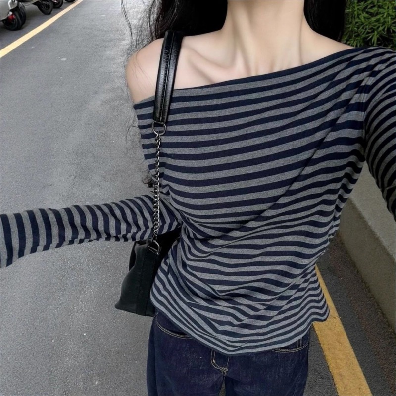 Women Vintage Striped Off Shou - Blouse Off Shoulder review and price