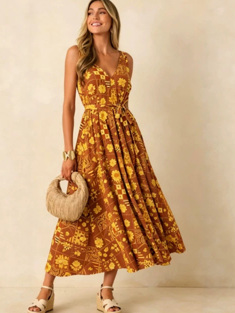 Summer 2026 Large Size Floral  - Linen Dress Wrap review and price