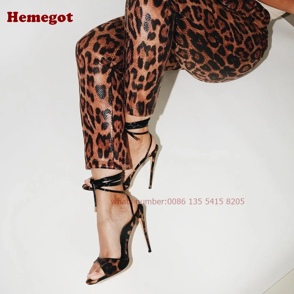 Leopard Lace Up Stiletto Sanda - Sandal Strappy Heeled review and price