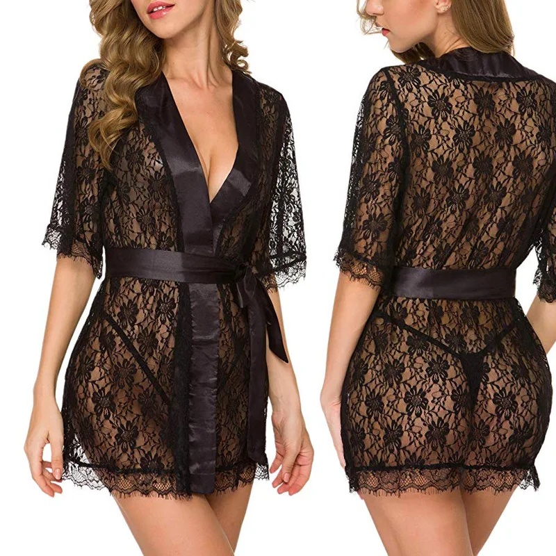 Nolia Floral Lace V-Neck Linge - Kimono Sheer Floral review and price