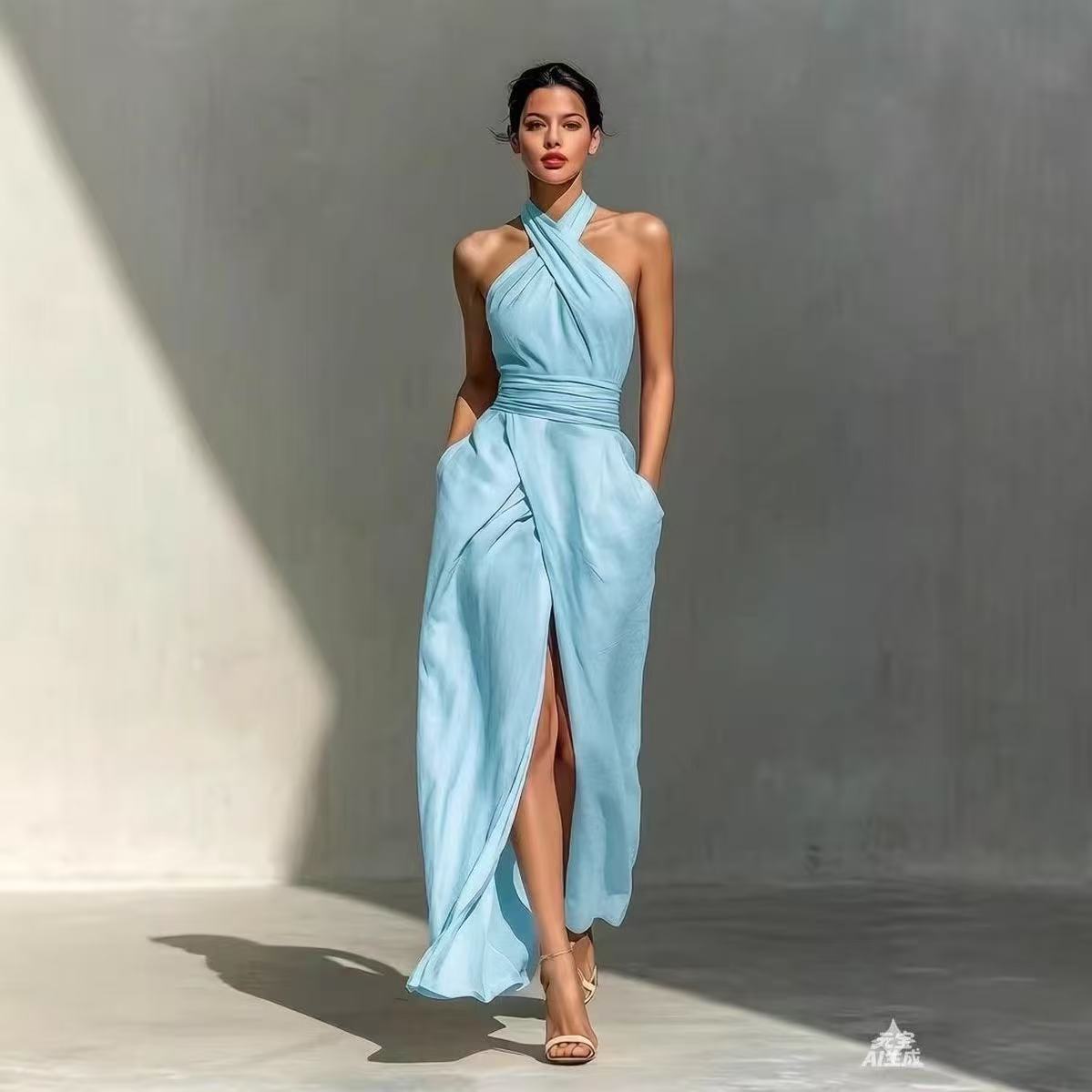 Chic Solid Front Split Boho Lo - Maxi Dress Halter review and price