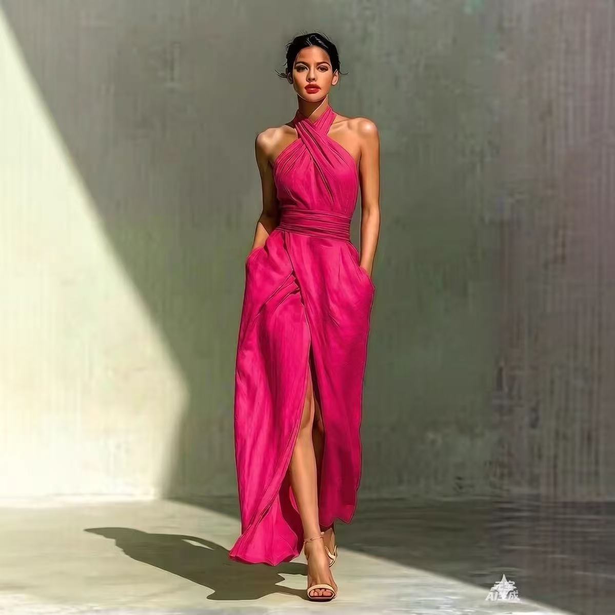 Chic Solid Front Split Boho Lo - Maxi Dress Halter review and price