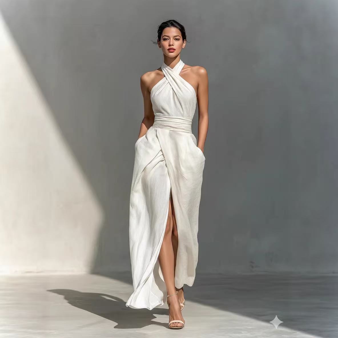 Chic Solid Front Split Boho Lo - Maxi Dress Halter review and price