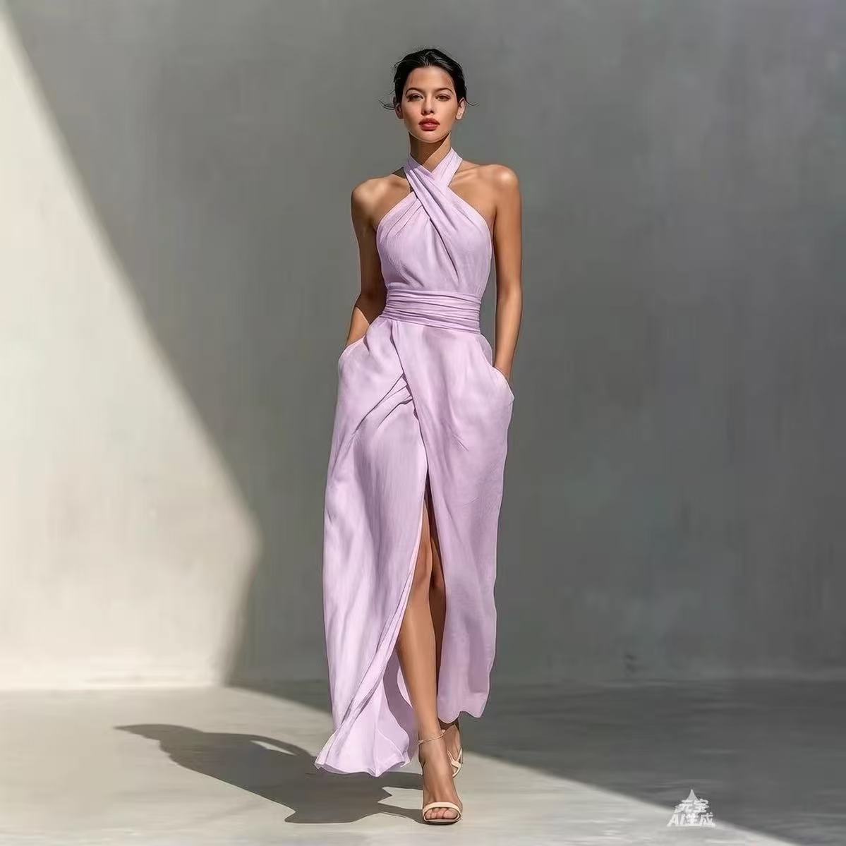 Chic Solid Front Split Boho Lo - Maxi Dress Halter review and price
