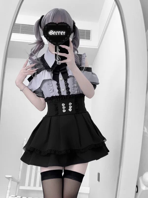 Gothic Style Shoulder Bared Sh - Blouse Off Shoulder review and price